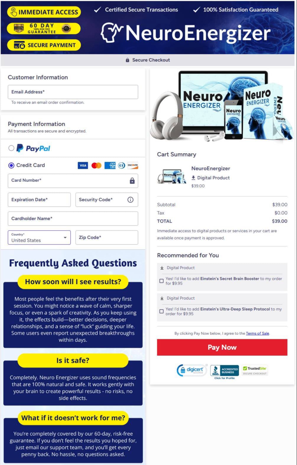 Neuro Energizer Order